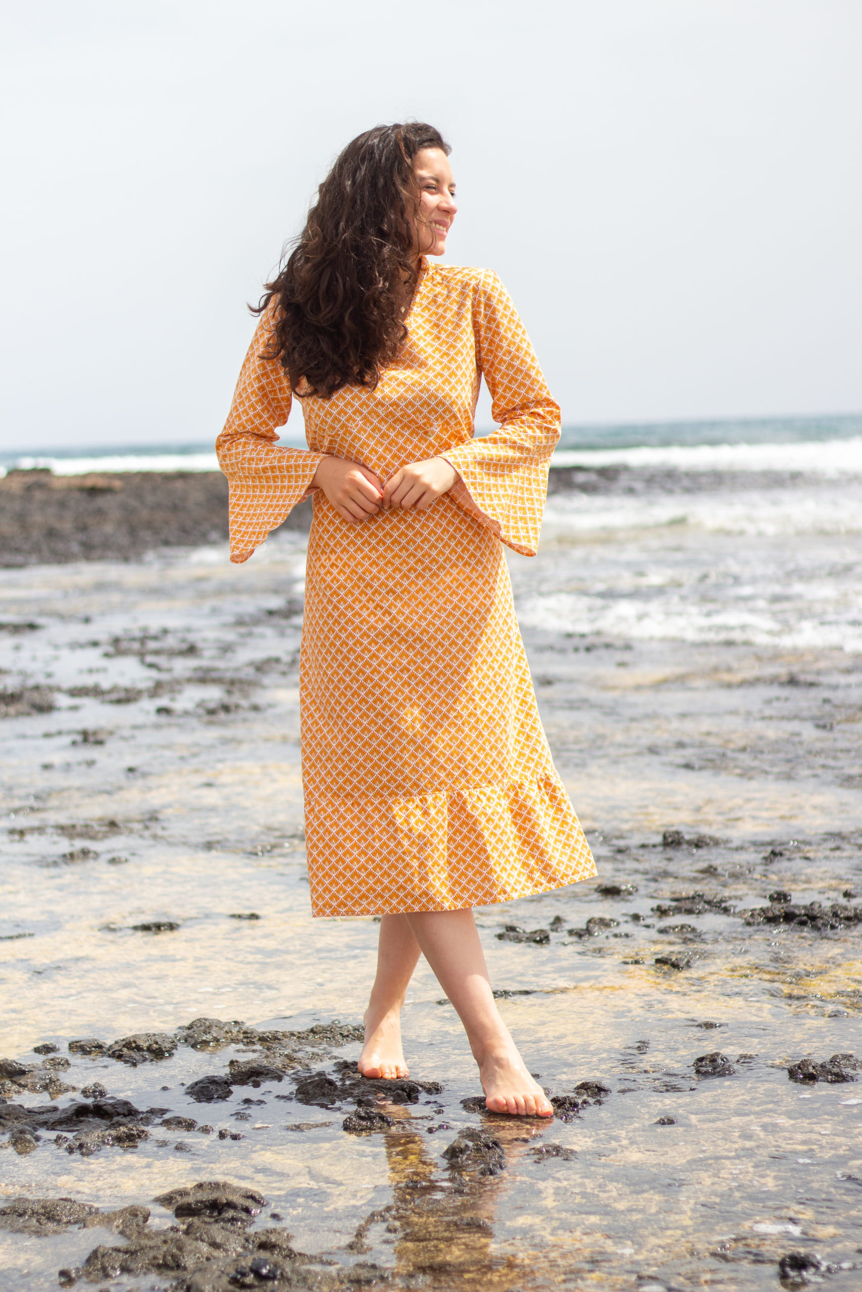 Robe SALOMÉ motifs orangés bohème Robe SALOMÉ motifs orangés bohème
