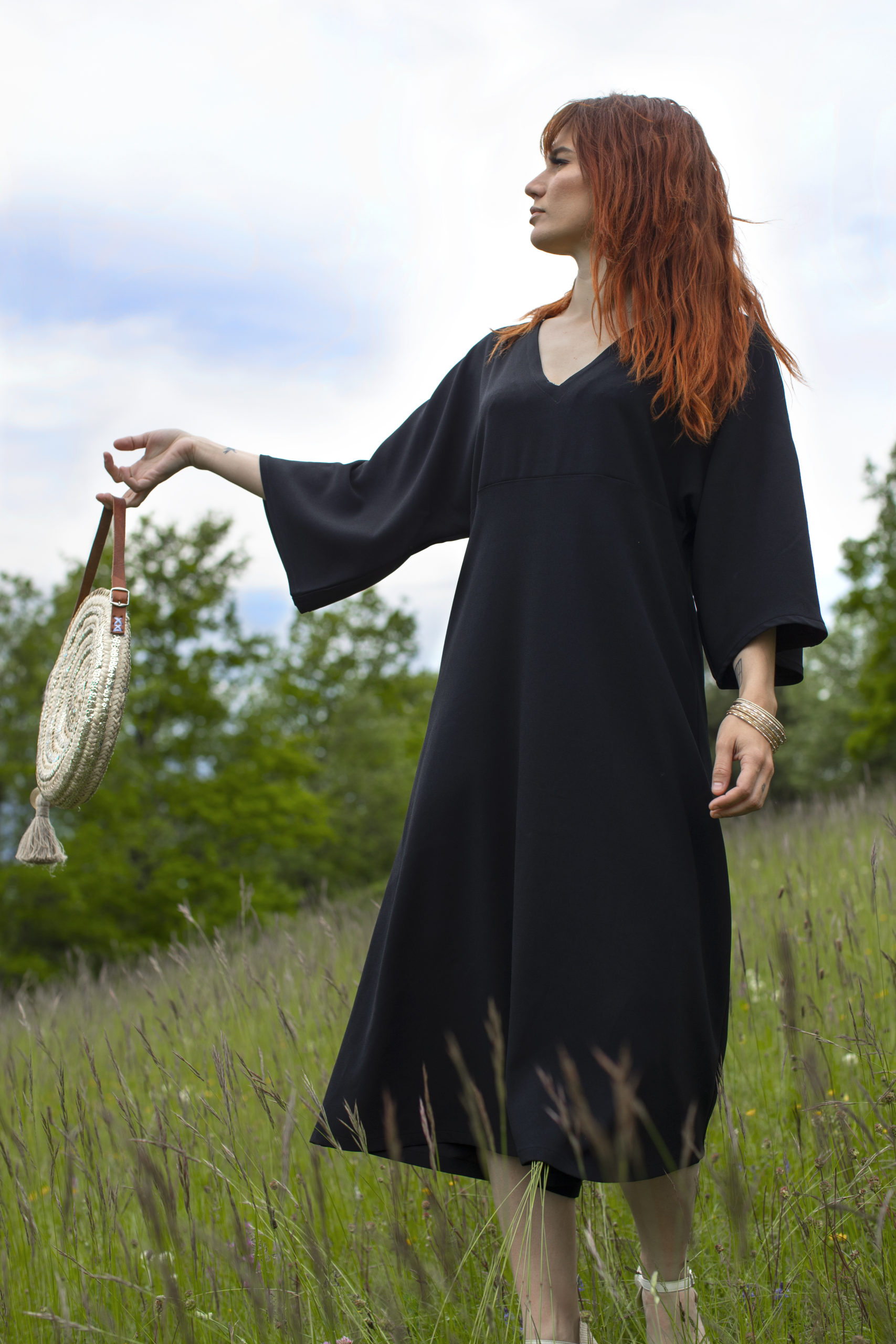 Robe HANAÉ noire manches kimono Robe HANAÉ noire manches kimono