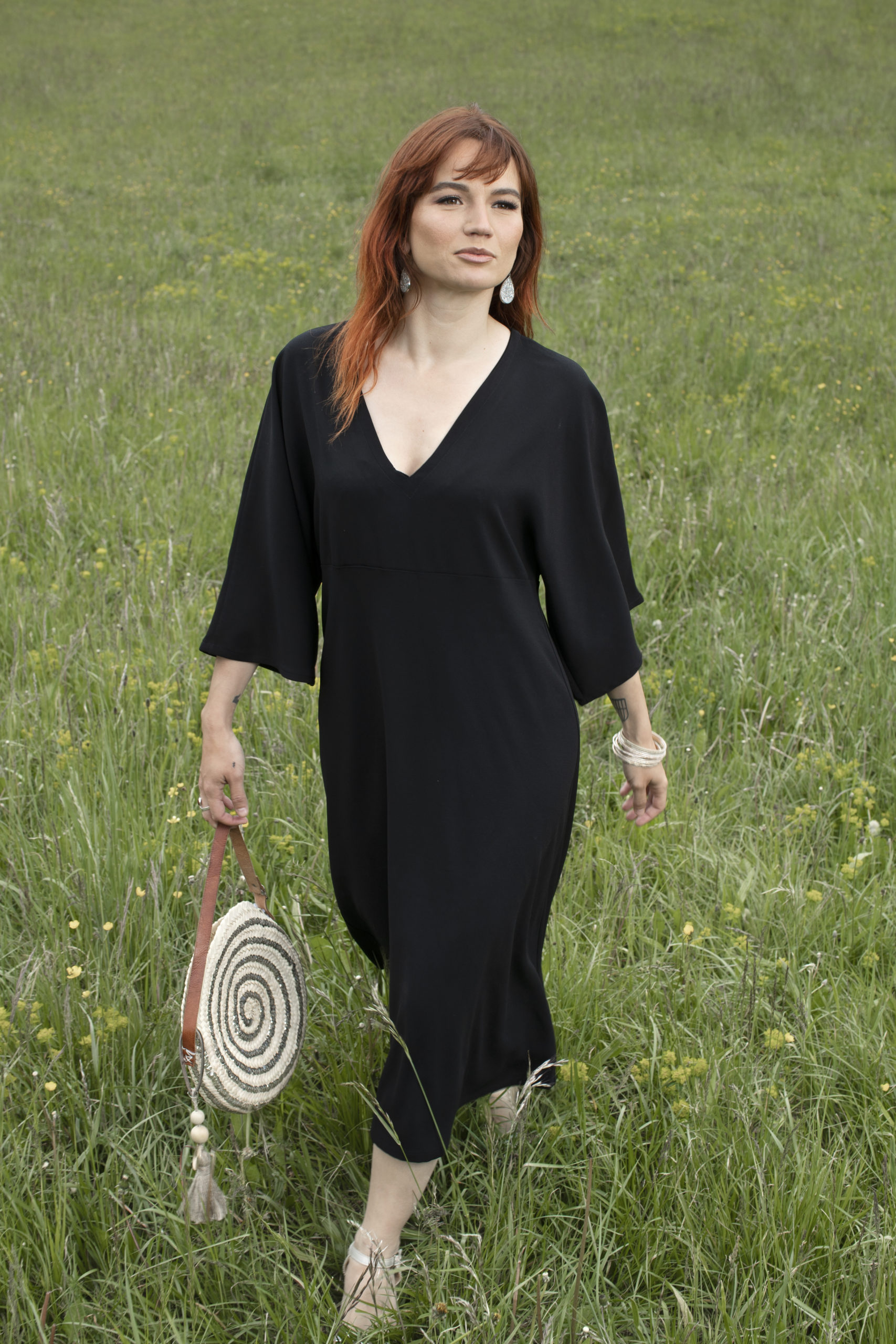 Robe HANAÉ noire manches kimono Robe HANAÉ noire manches kimono