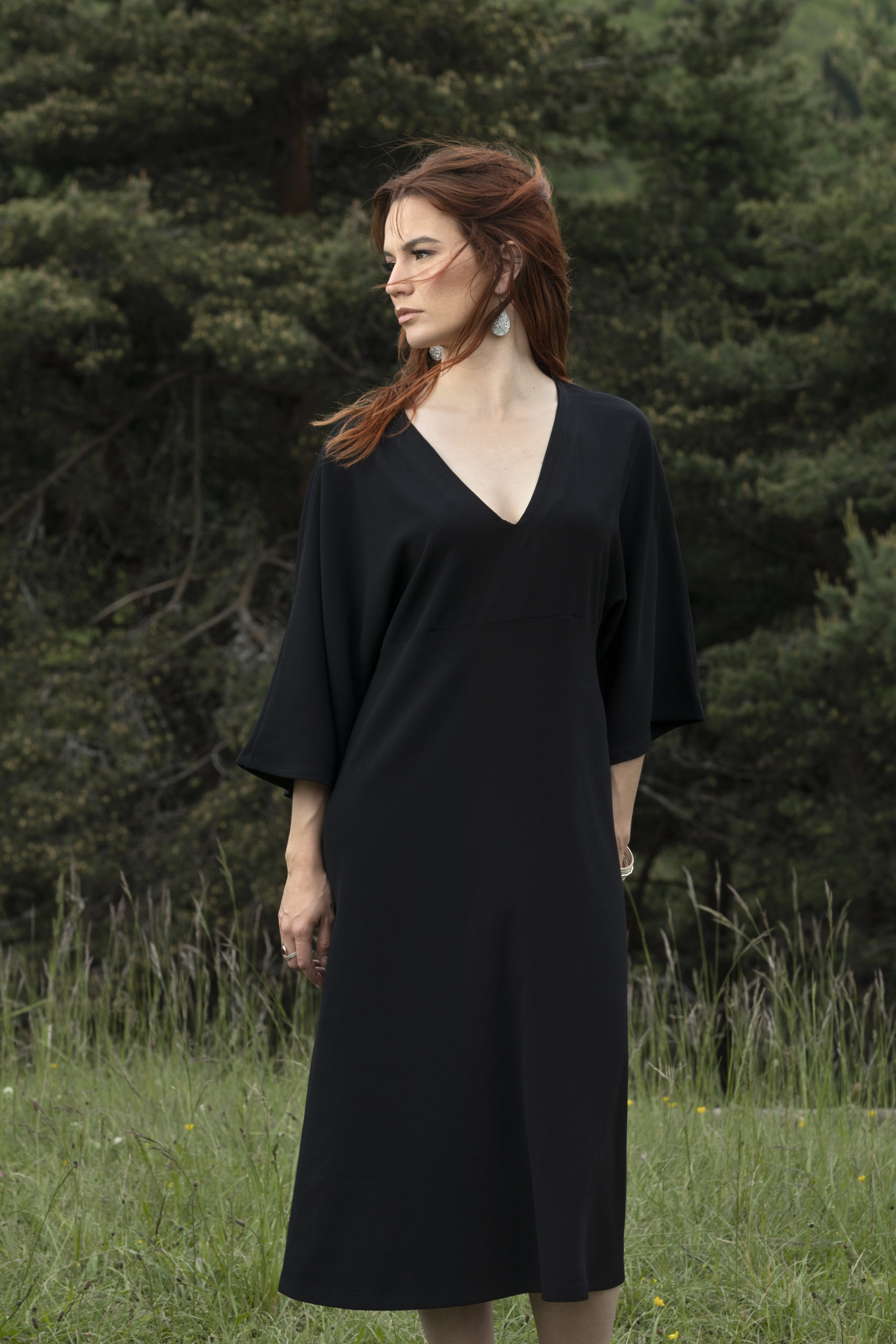 Robe HANAÉ noire manches kimono Robe HANAÉ noire manches kimono