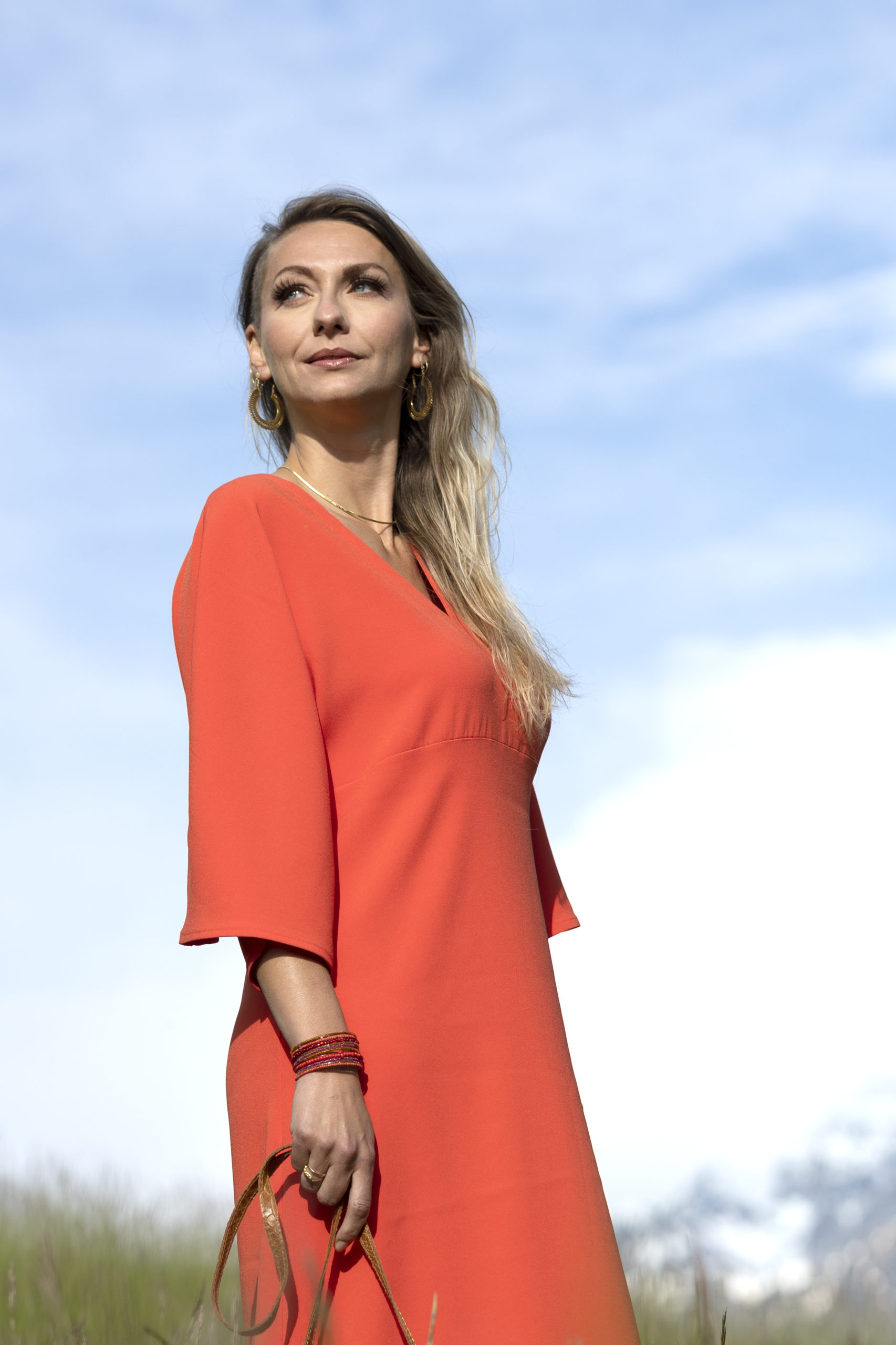 Robe HANAÉ corail manches kimono robe HANAÉ corail