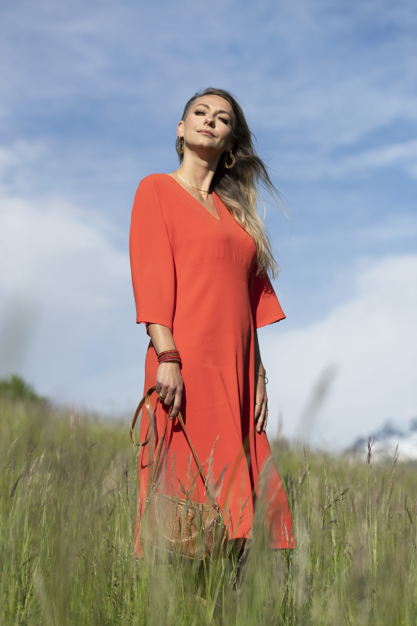 Robe HANAÉ corail manches kimono robe HANAÉ corail