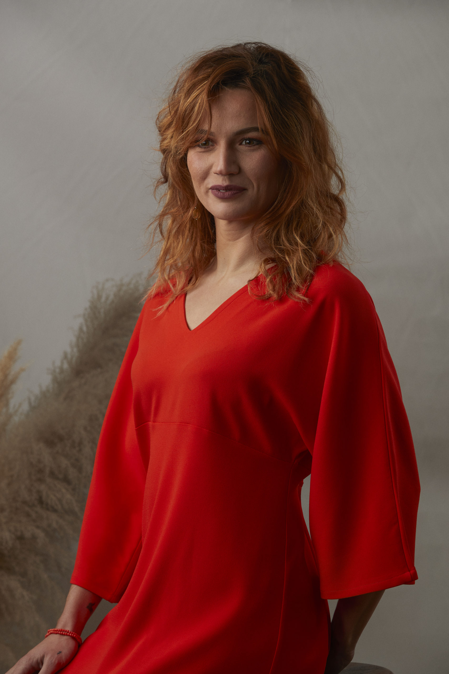 Robe HANAÉ orange vif manches kimono Robe HANAÉ orange vif manches kimono