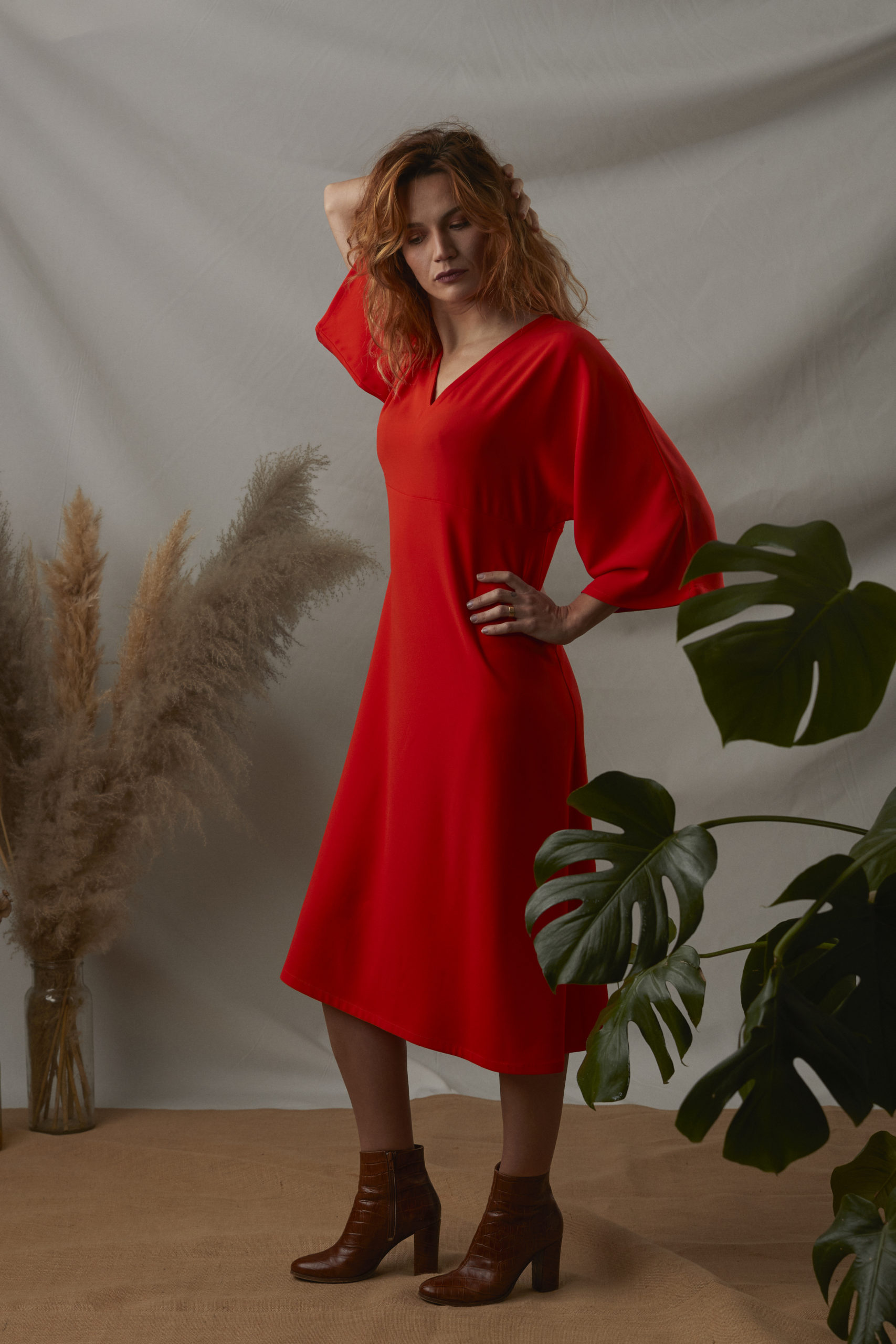 Robe HANAÉ orange vif manches kimono Robe HANAÉ orange vif manches kimono