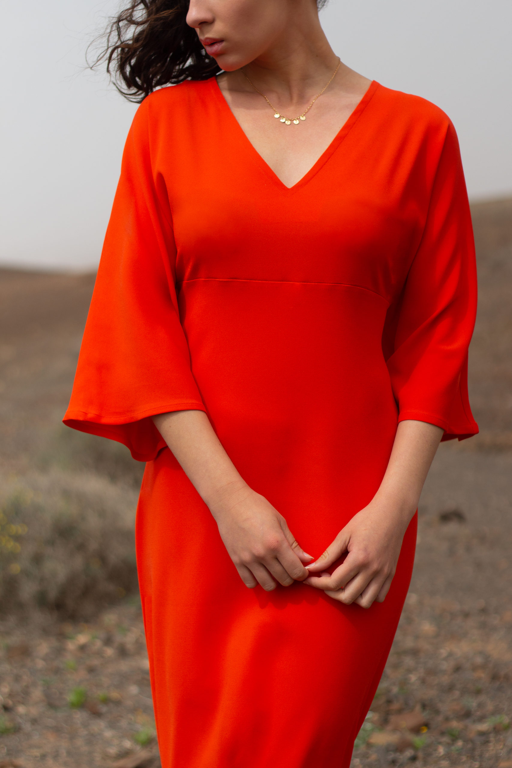 Robe HANAÉ orange vif manches kimono Robe HANAÉ orange vif manches kimono