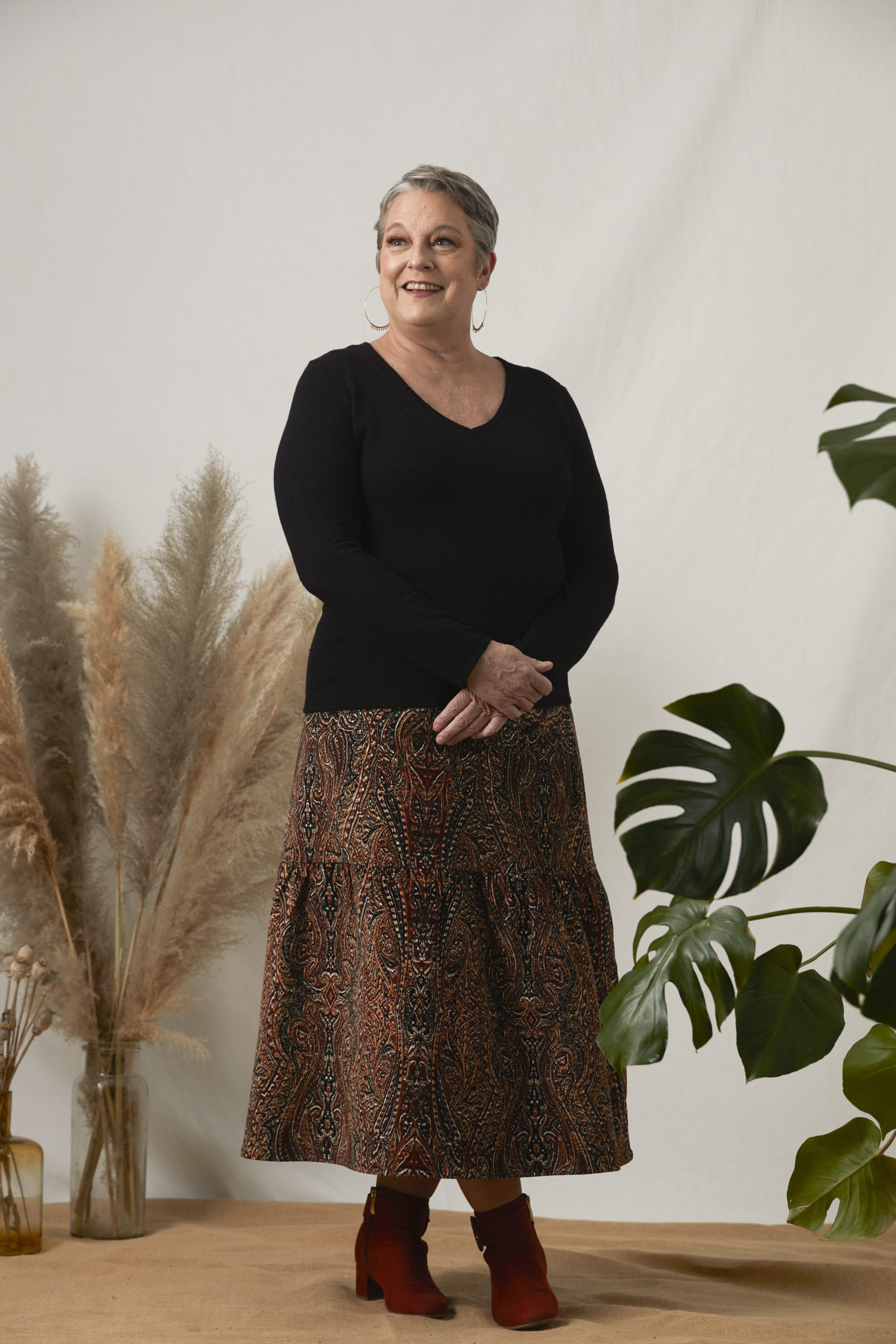 Jupe IZIA velours imprimé cachemire Jupe IZIA velours imprimé cachemire