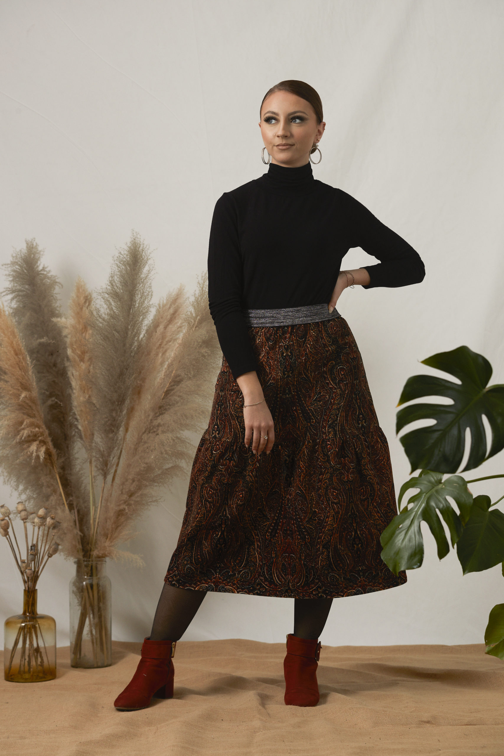 Jupe IZIA velours imprimé cachemire Jupe IZIA velours imprimé cachemire