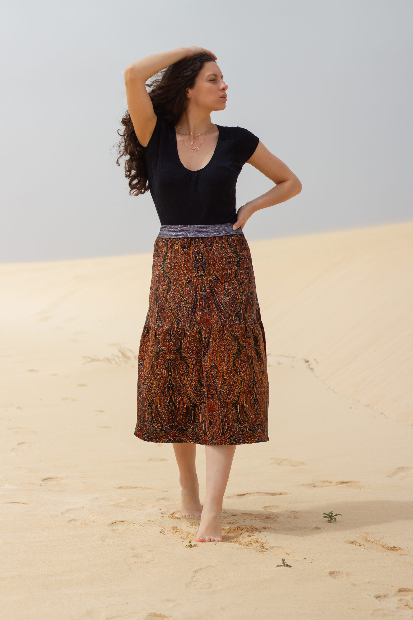 Jupe IZIA velours imprimé cachemire Jupe IZIA velours imprimé cachemire