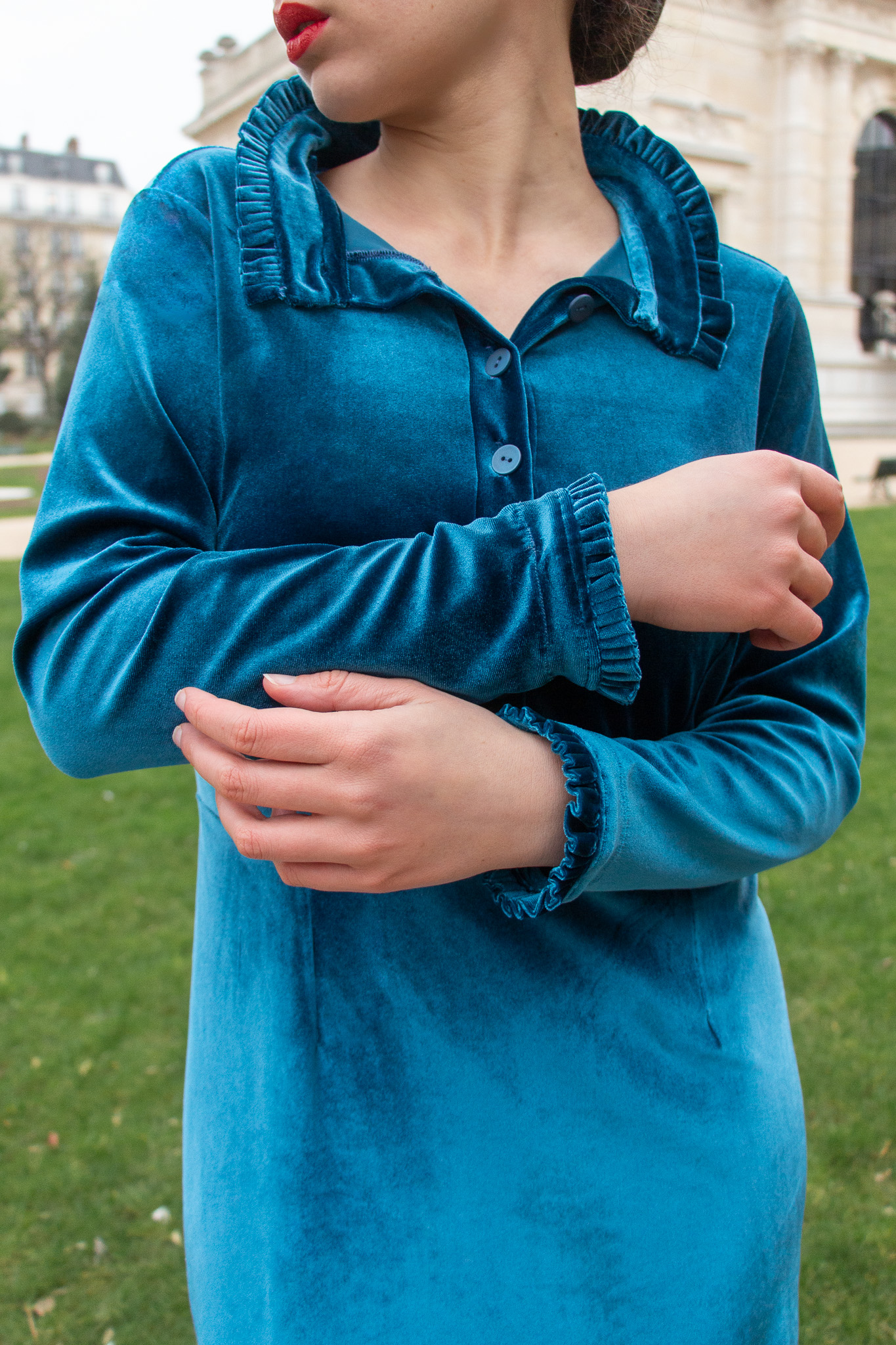 Robe KALISTA velours bleu Robe KALISTA velours bleu