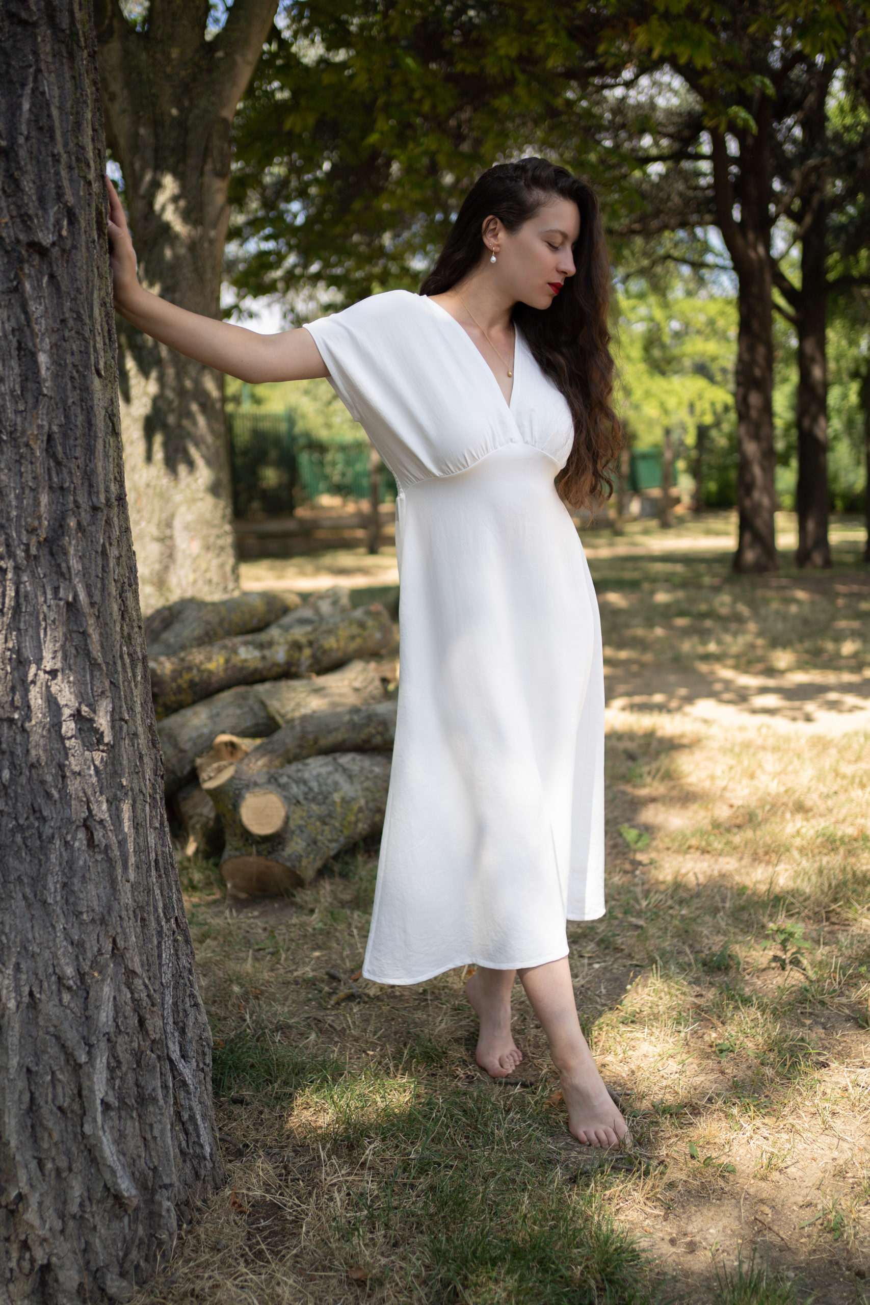Robe MARYSE crêpe japonais blanc haute-couture Robe MARYSE crêpe japonais blanc haute-couture
