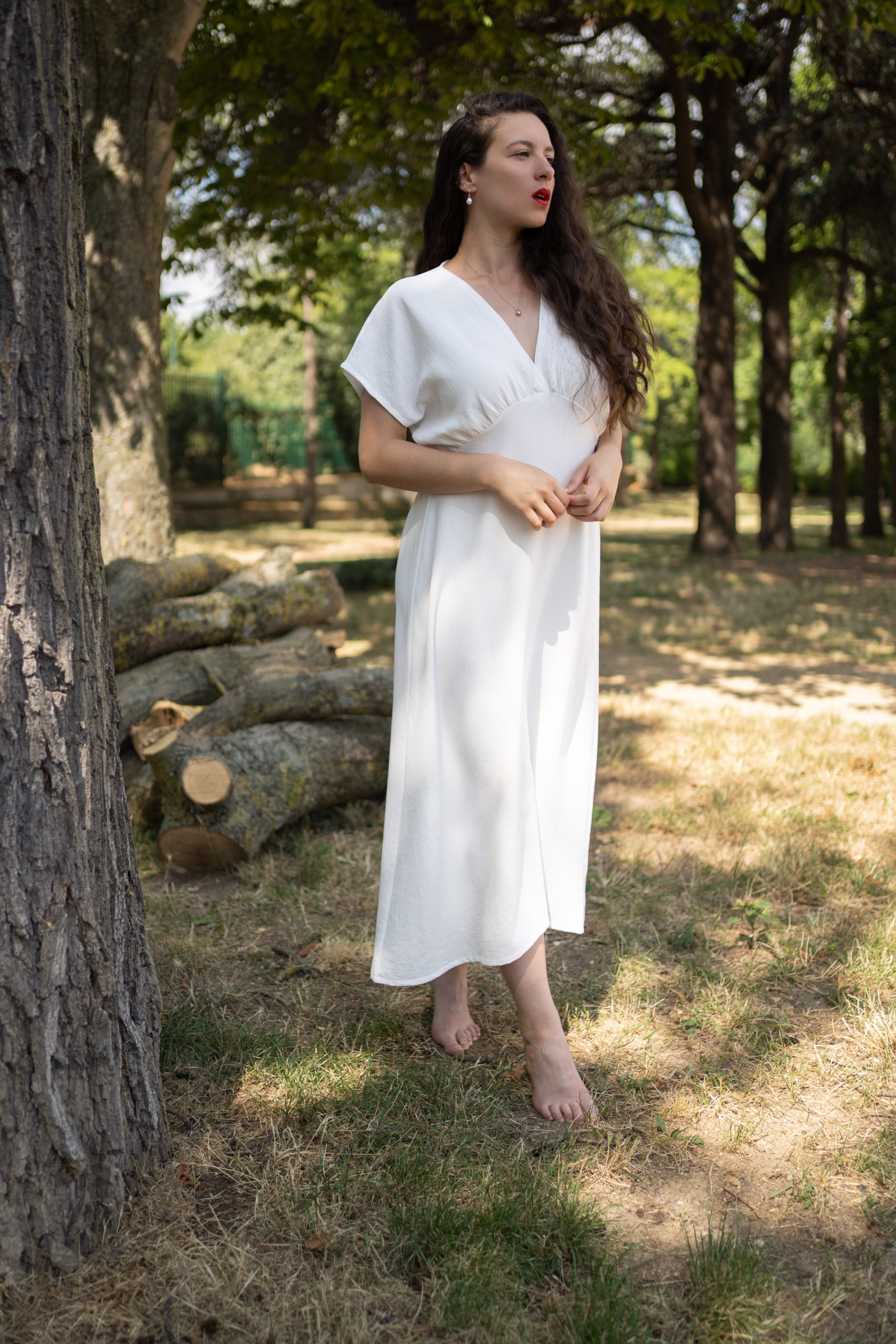 Robe MARYSE crêpe japonais blanc haute-couture Robe MARYSE crêpe japonais blanc haute-couture
