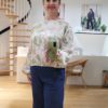 Blouse col rond imprimée motifs cachemire verts et roses Blouse col rond imprimée motifs cachemire verts et roses