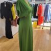 Robe MARYSE drapée en crêpe vert pomme Robe MARYSE drapée en crêpe vert pomme