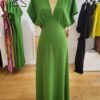 Robe MARYSE drapée en crêpe vert pomme Robe MARYSE drapée en crêpe vert pomme