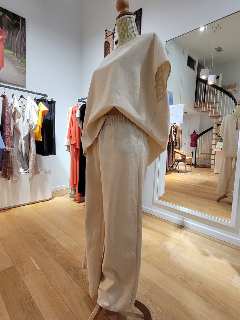 Blouse MYKONOS et pantalon VIVIANE en ramie naturelle