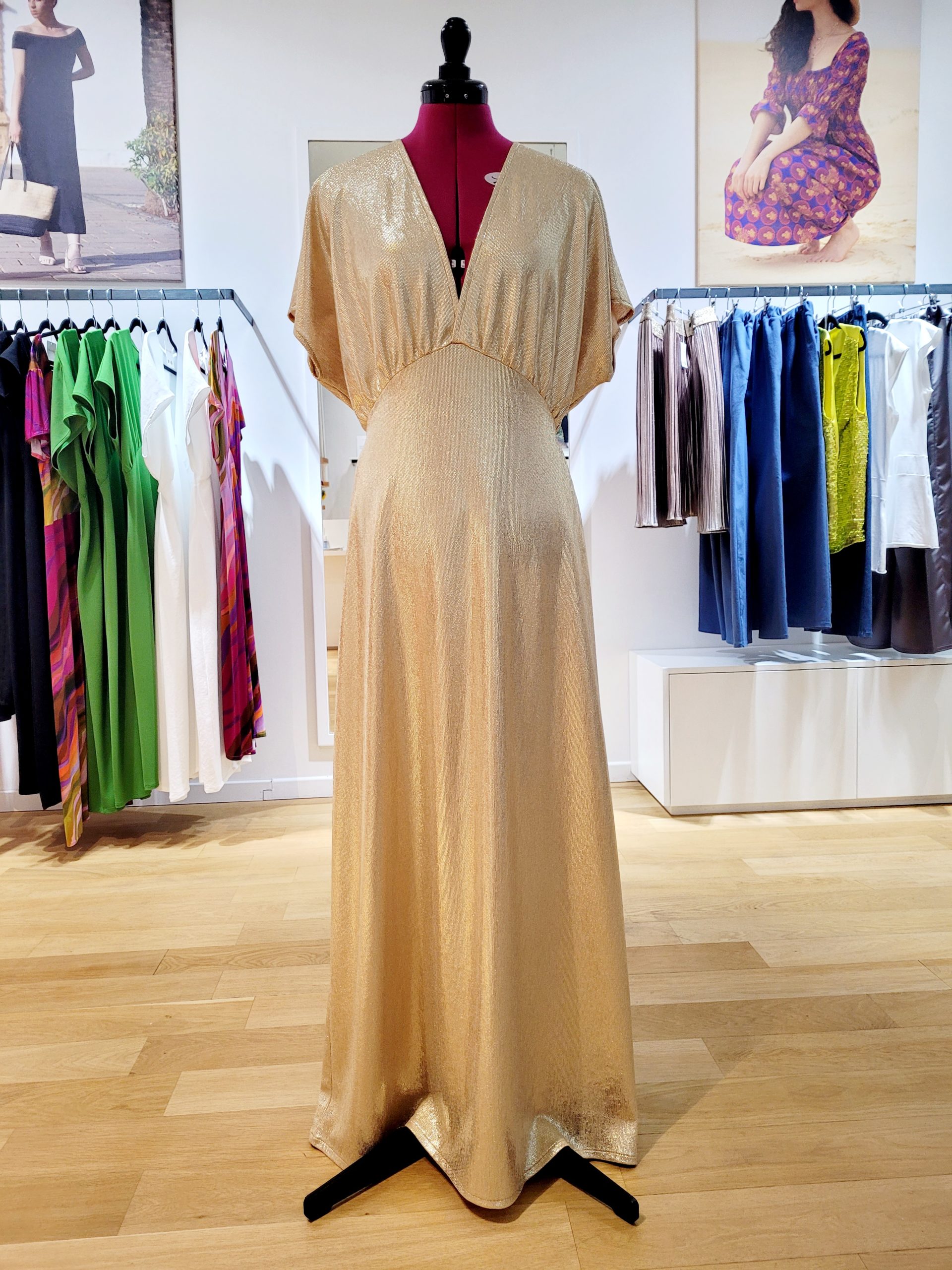 Robe MARYSE drapée en jersey doré Robe MARYSE drapée en jersey doré