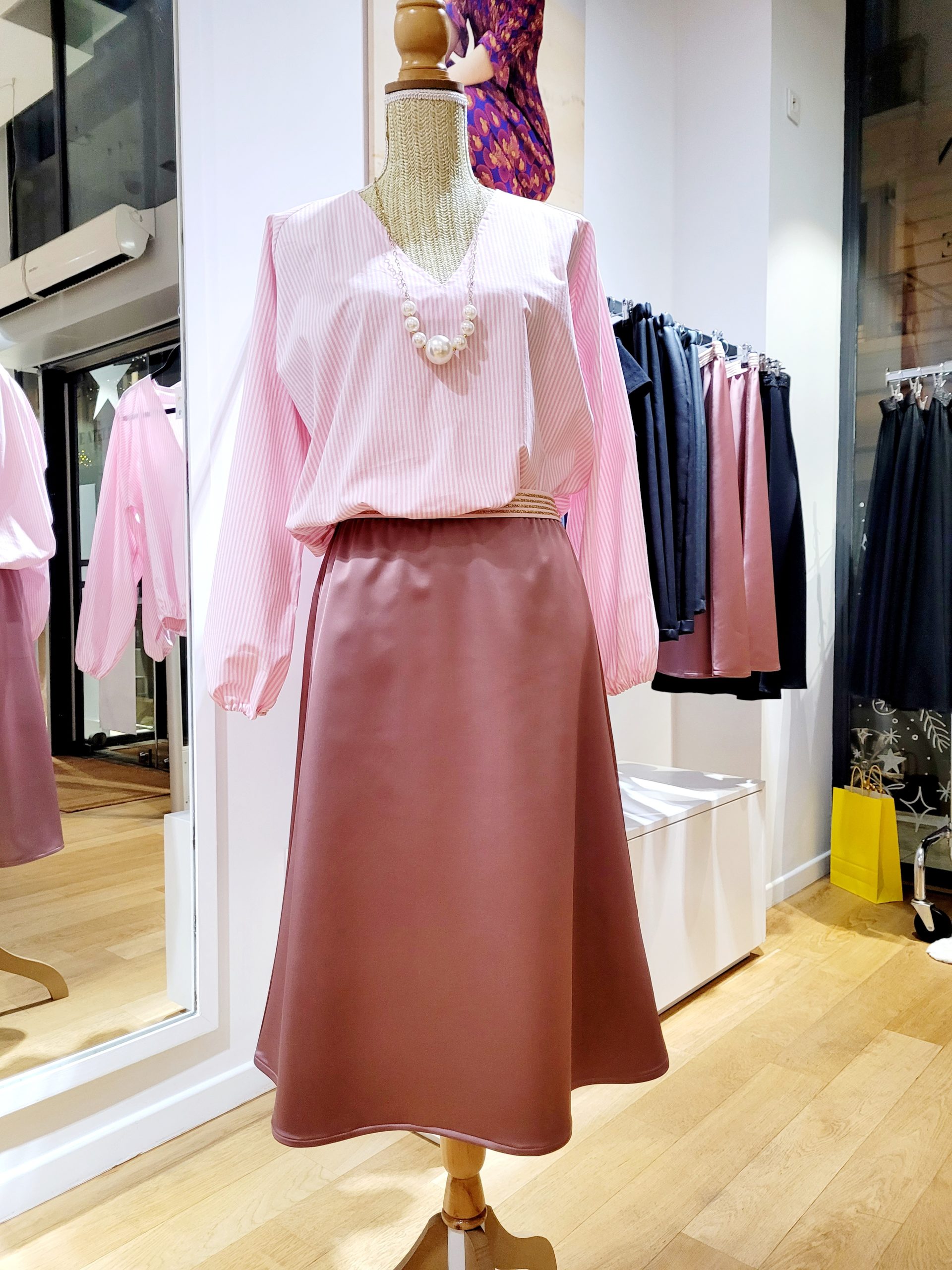 jupe SAMBA satin vieux rose