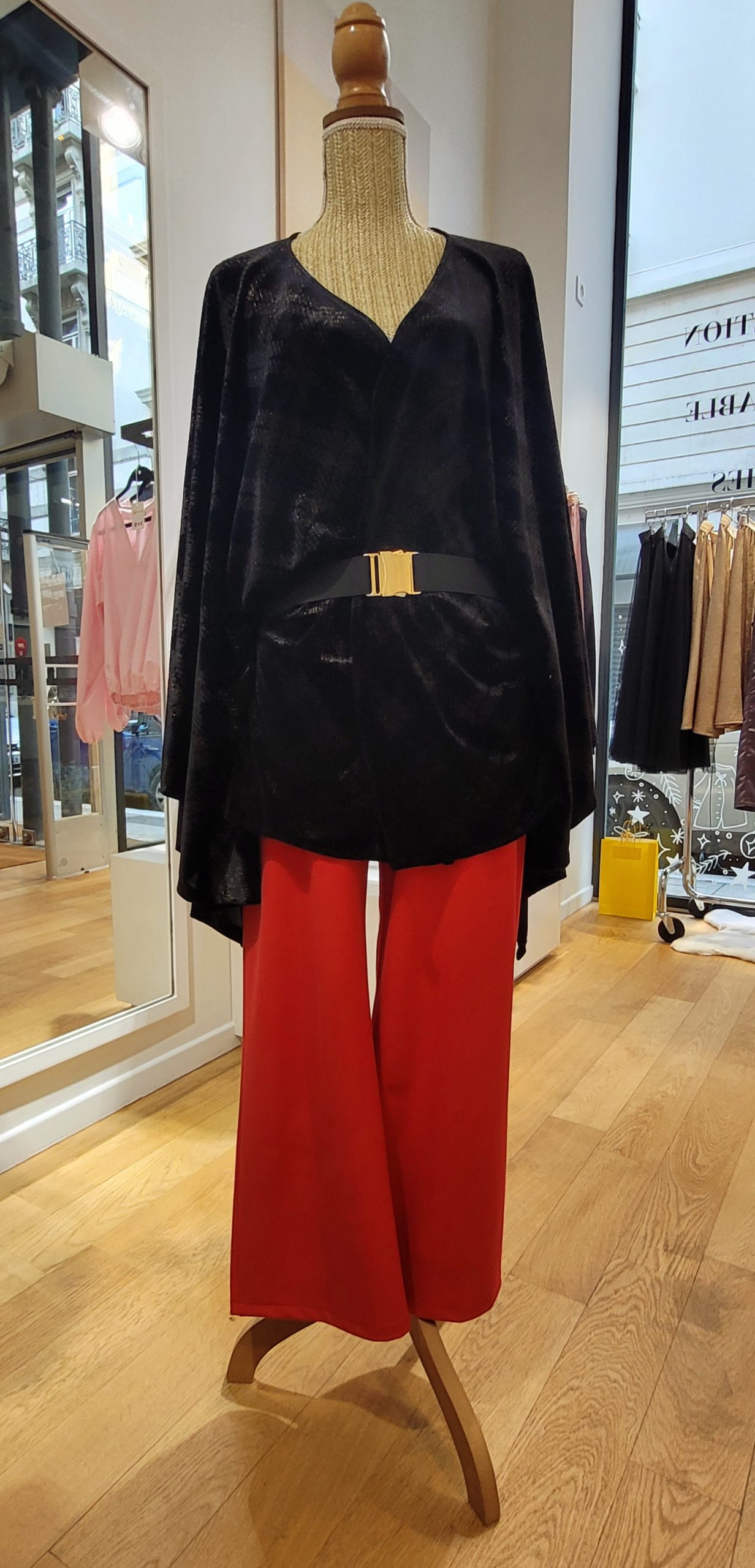 Pantalon ROMY rouge double-crêpe