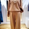 Pantalon ROMY molleton sweat camel lurex doré