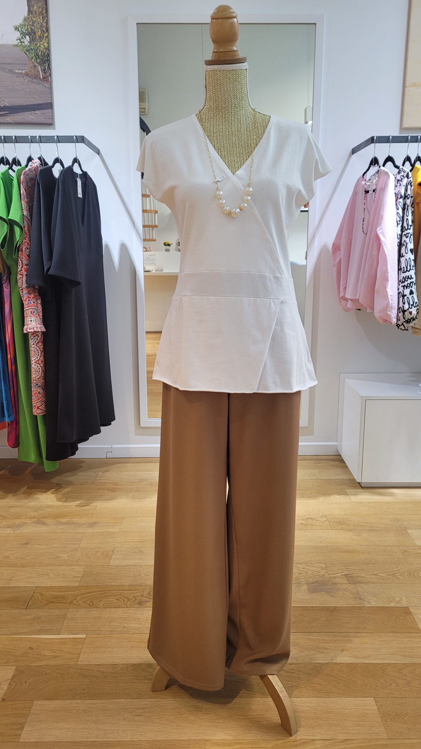 Pantalon ROMY cappuccino double-crêpe