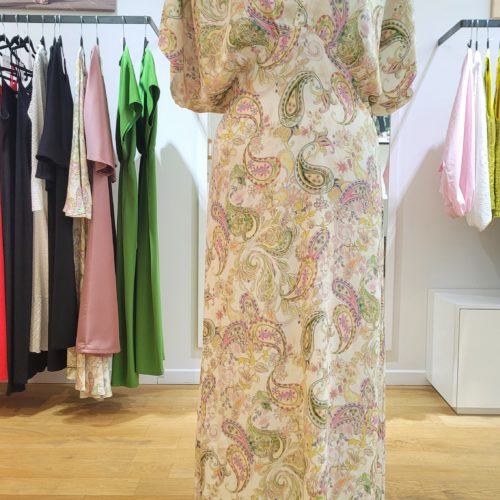 Robe MARYSE drapée imprimé cachemire pastel