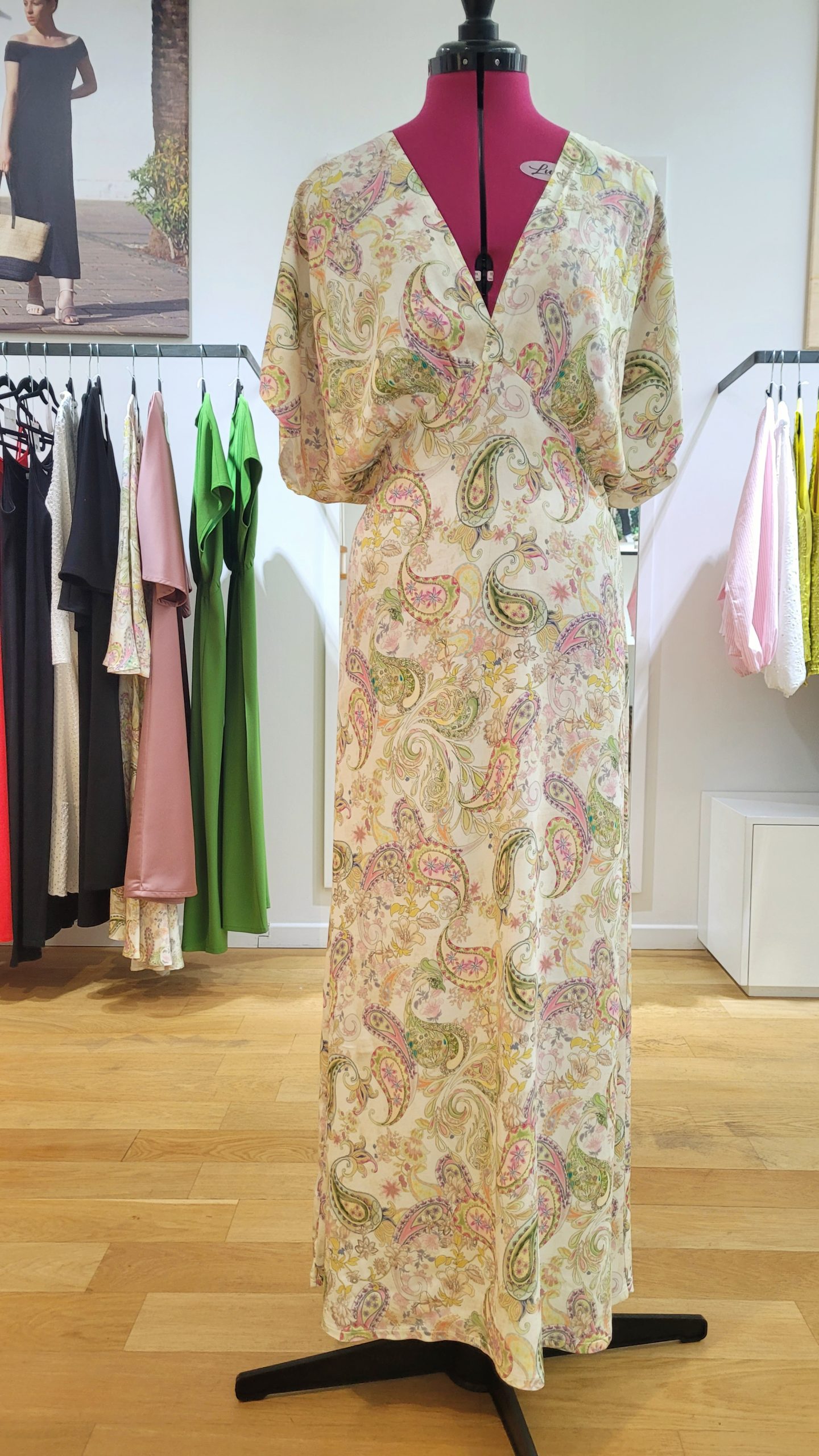 Robe MARYSE drapée imprimé cachemire pastel