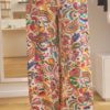 Pantalon VIVIANE viscose stretch imprimé coloré fond blanc