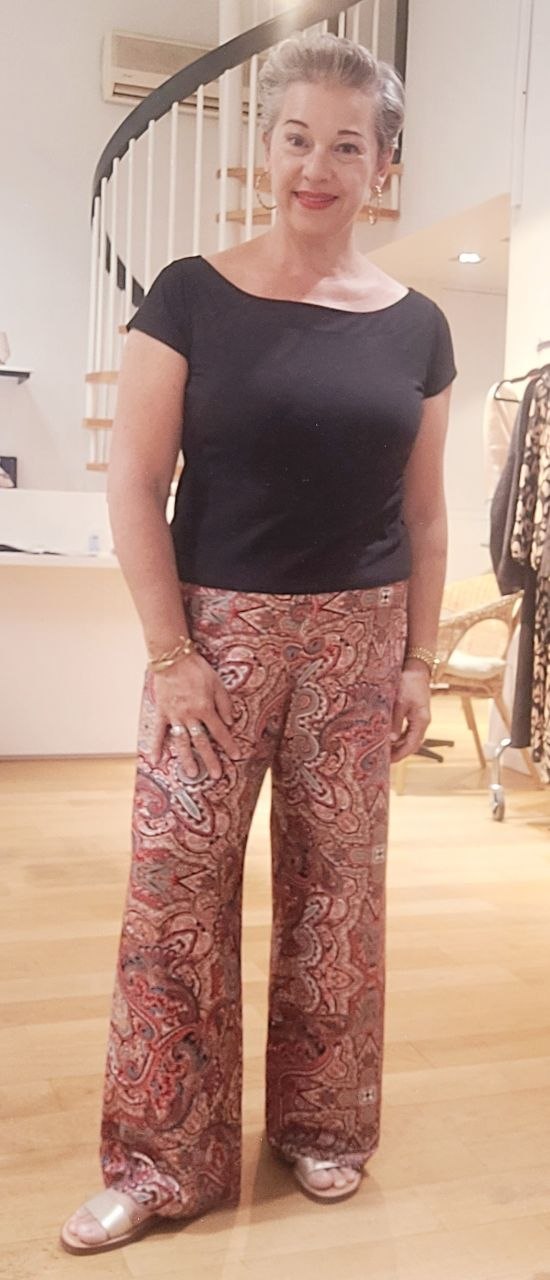 Pantalon VIVIANE viscose stretch imprimée cachemire rouge Pantalon VIVIANE viscose stretch imprimée cachemire rouge