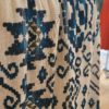 Blouse ANNA viscose lurex imprimée jacquard bleu canard sur fond beige